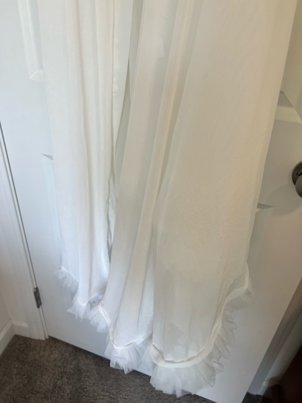 Sheer White Long Robe with Ruffled Cuffs - Picture 2 of 4
